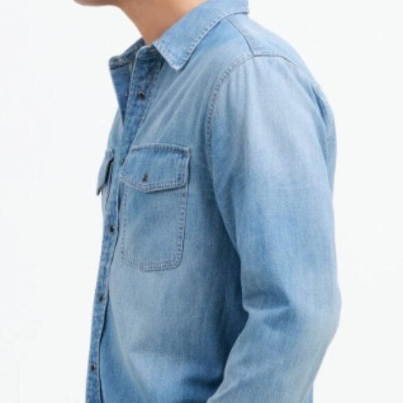 MADEWELL Men's Denim Easy Fit Western Snap Shirt Sz M - Picture 3 of 7